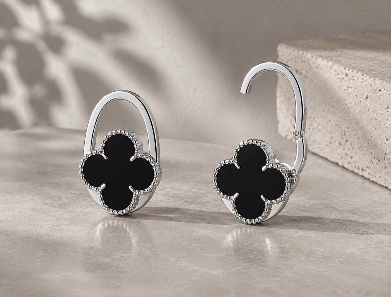 Silver Clover Handbag Hook